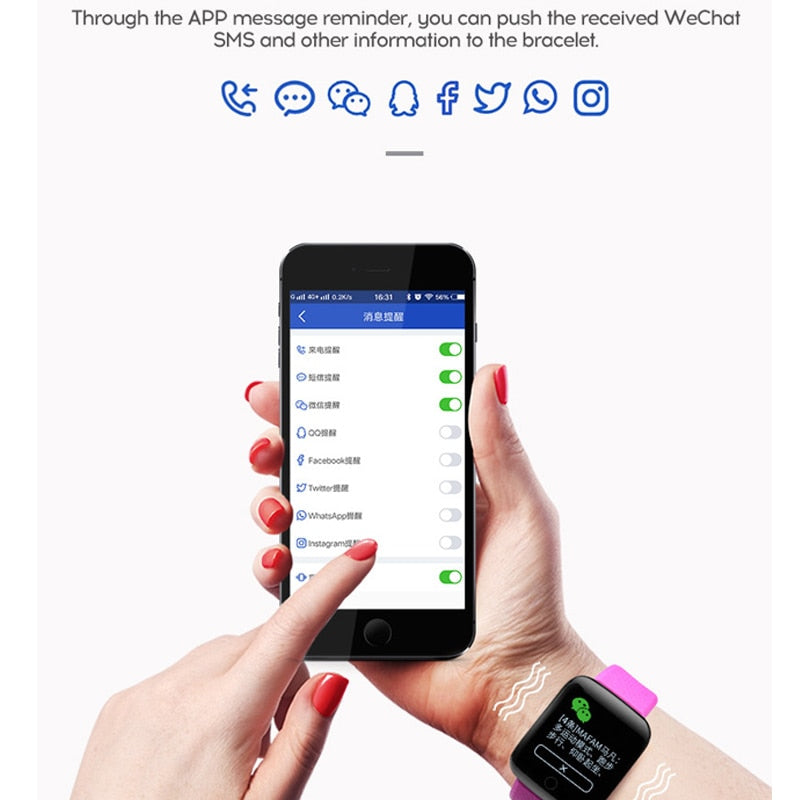 Smart watch À Prova D 'Água, Monitor De Freqüência Cardíaca, Relógio Esporte Para Android IOS