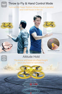 Mini Drone para Crianças, 2.4G Gravidade Sensor com Infravermelho para Evitar Obstáculo, Controle de Mão, Jogue para Voar