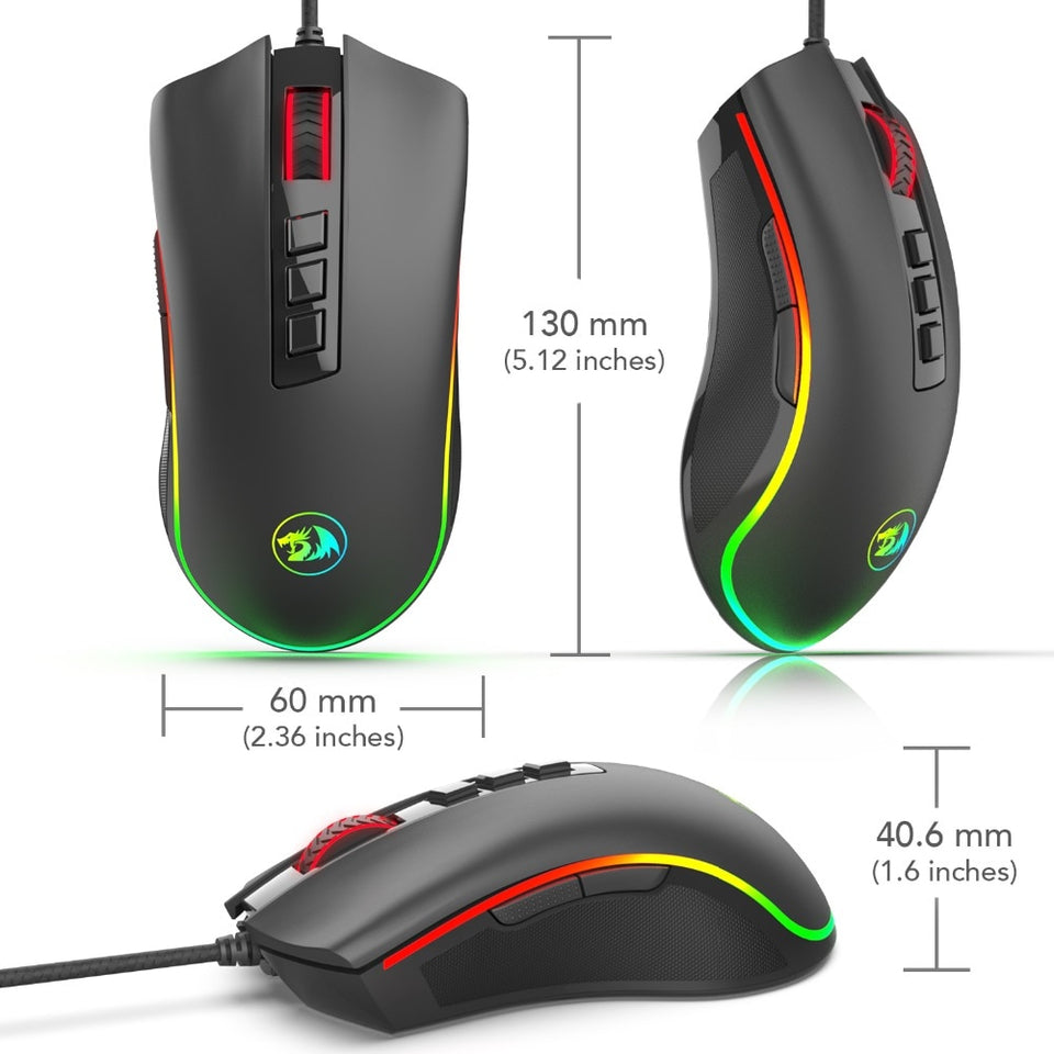 Mouse Gamer Redragon Cobra Chroma M711 RGB, 10000 DPI, 7 Botões Programáveis, Black