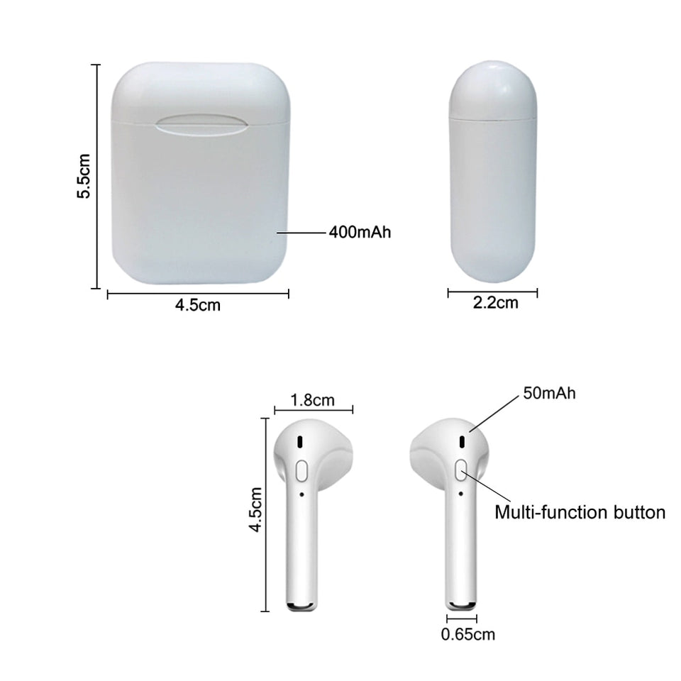 Fone Ouvido Bluetooth I7s 4.2 Par Tws Sem Fio Case Base