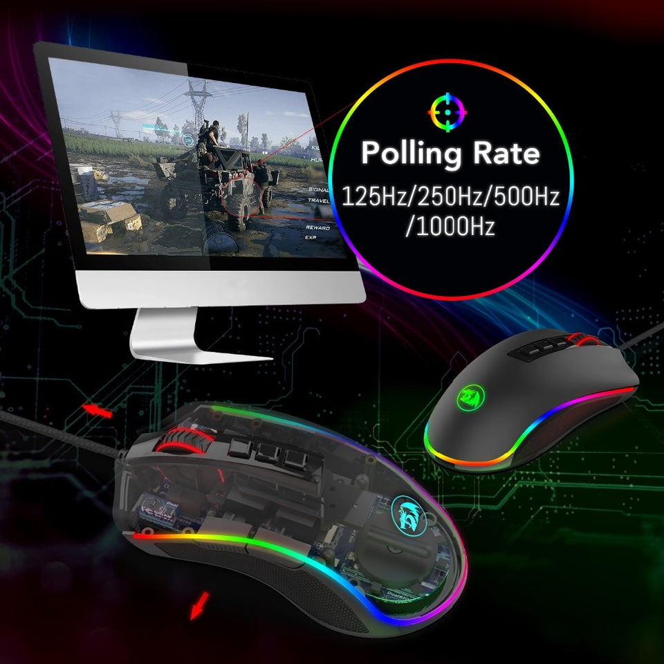 Mouse Gamer Redragon Cobra Chroma M711 RGB, 10000 DPI, 7 Botões Programáveis, Black