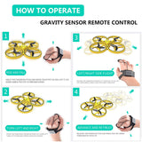 Mini Drone para Crianças, 2.4G Gravidade Sensor com Infravermelho para Evitar Obstáculo, Controle de Mão, Jogue para Voar