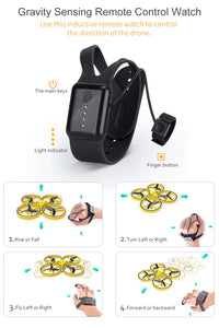 Mini Drone para Crianças, 2.4G Gravidade Sensor com Infravermelho para Evitar Obstáculo, Controle de Mão, Jogue para Voar