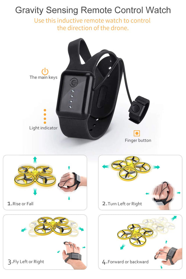 Mini Drone para Crianças, 2.4G Gravidade Sensor com Infravermelho para Evitar Obstáculo, Controle de Mão, Jogue para Voar